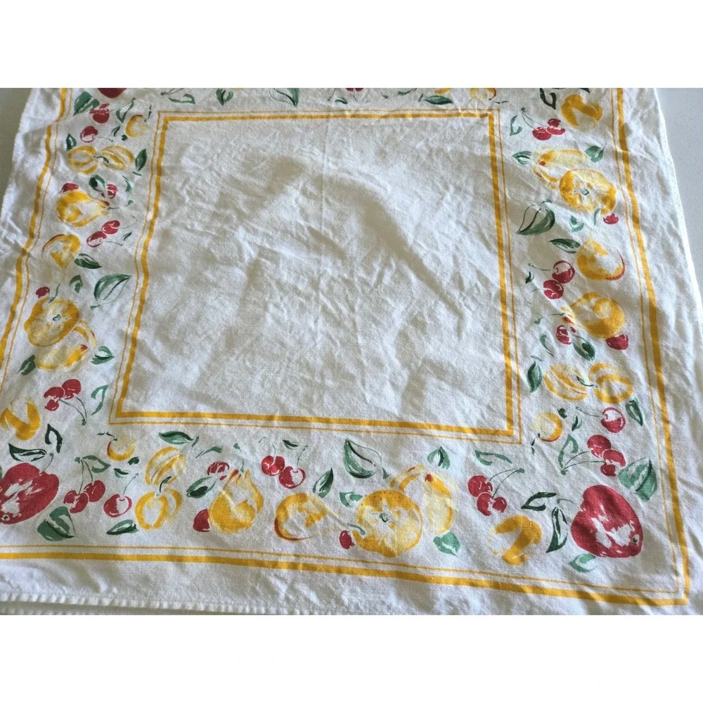 Libeco Made in Belgium Fruit Print Linen Cotton Napkins Set of 2 White 26x26